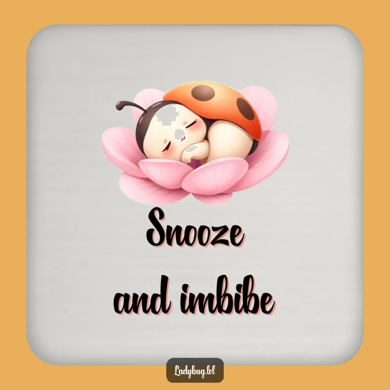 Funny Sleepy Ladybug Coaster: Peaceful Table Protection, Unique Funny Gift