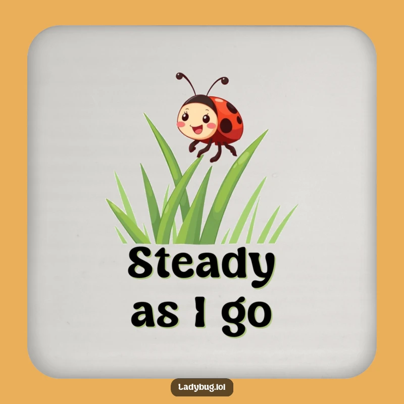 Funny Giggling Ladybug Climbing Grass Coaster Set - Protect Surfaces with Humor