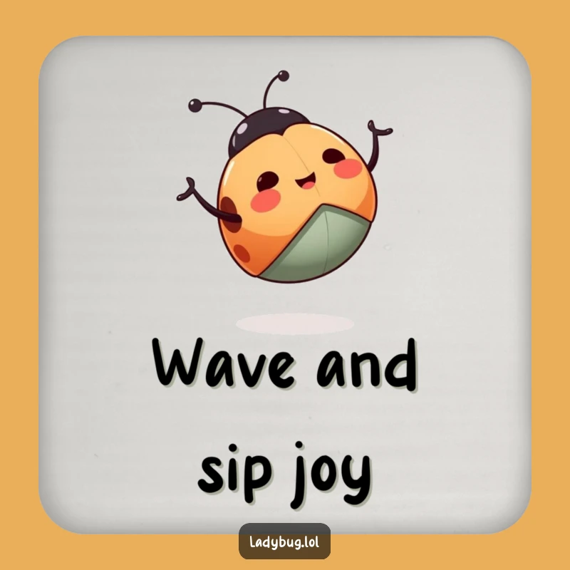 Funny Ladybug Drink Coaster: Protect Surfaces With This Happy Waving Insect Decor