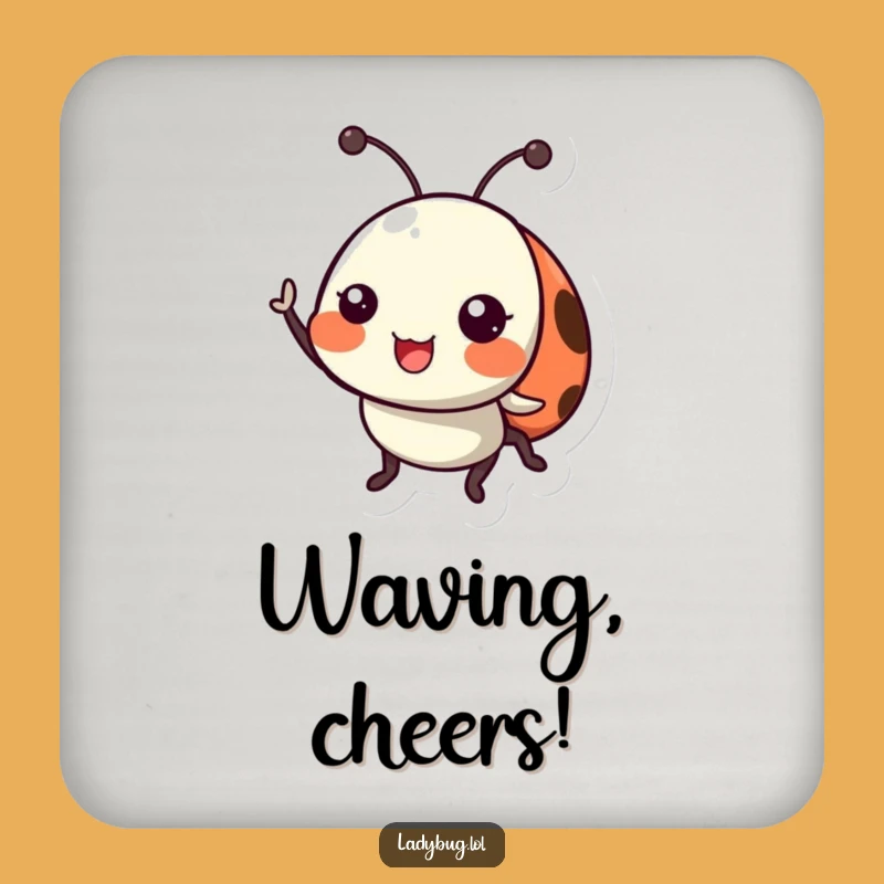 Funny Ladybug Drink Coaster: Cheerful Wave Protector, Humorous Insect Decor