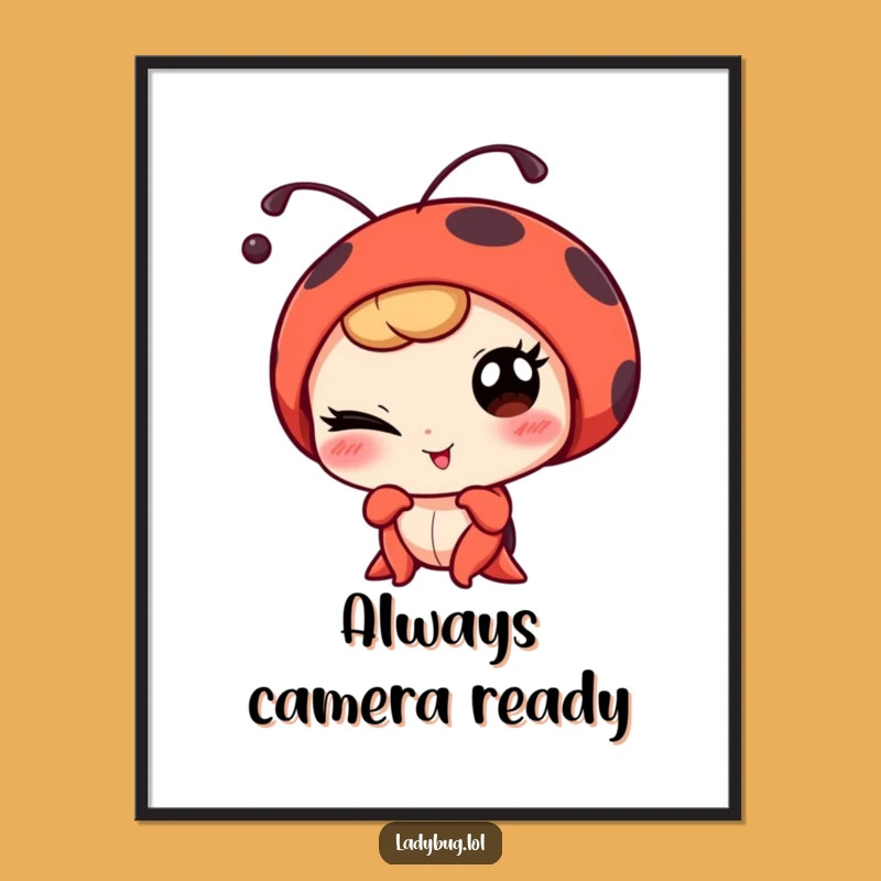Funny Winking Ladybug Portrait Poster - Quirky Wall Art for a Playful Vibe