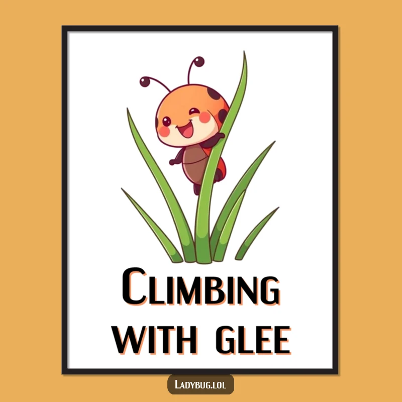 Funny Ladybug Peak Joy Poster - Vibrant Insect Art, Perfect Wall Decor Gift