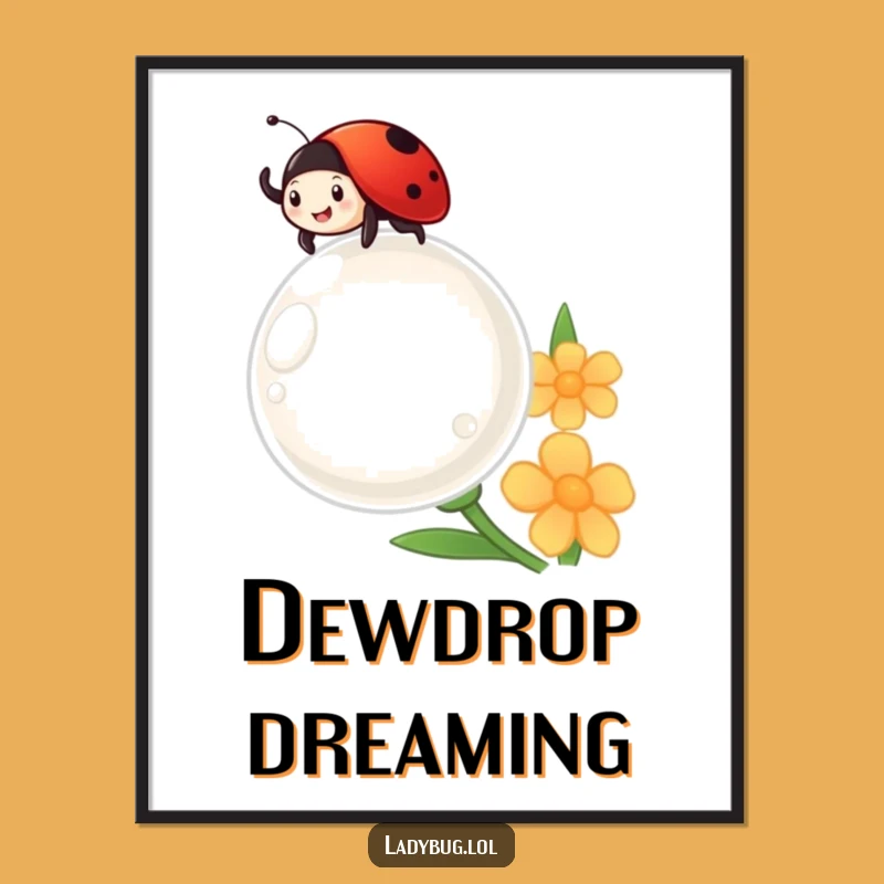 Funny Ladybug Dewdrop Poster - Delightful Wall Art
