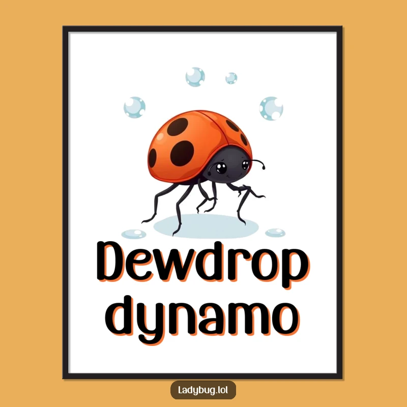 Funny Ladybug Dewdrop Poster: Comical Juggling Act, Perfect Gift for Bug Lovers