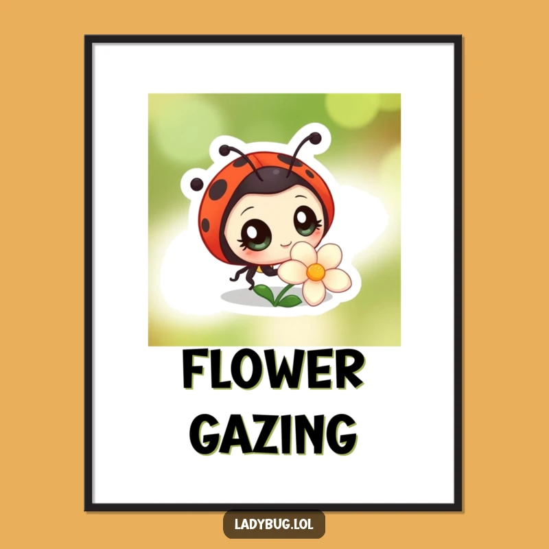 Funny Curious Ladybug Poster: Wide-Eyed Insect Art, Perfect Funny Gift for Walls