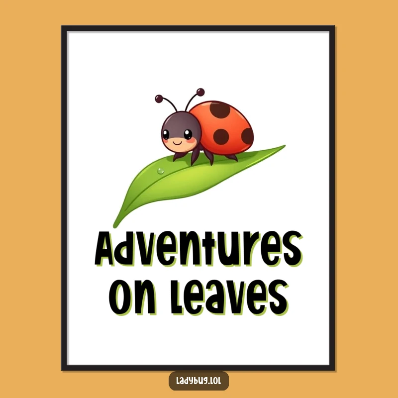 Funny Cheerful Ladybug Poster: Sliding Bug Art for Whimsical Spaces