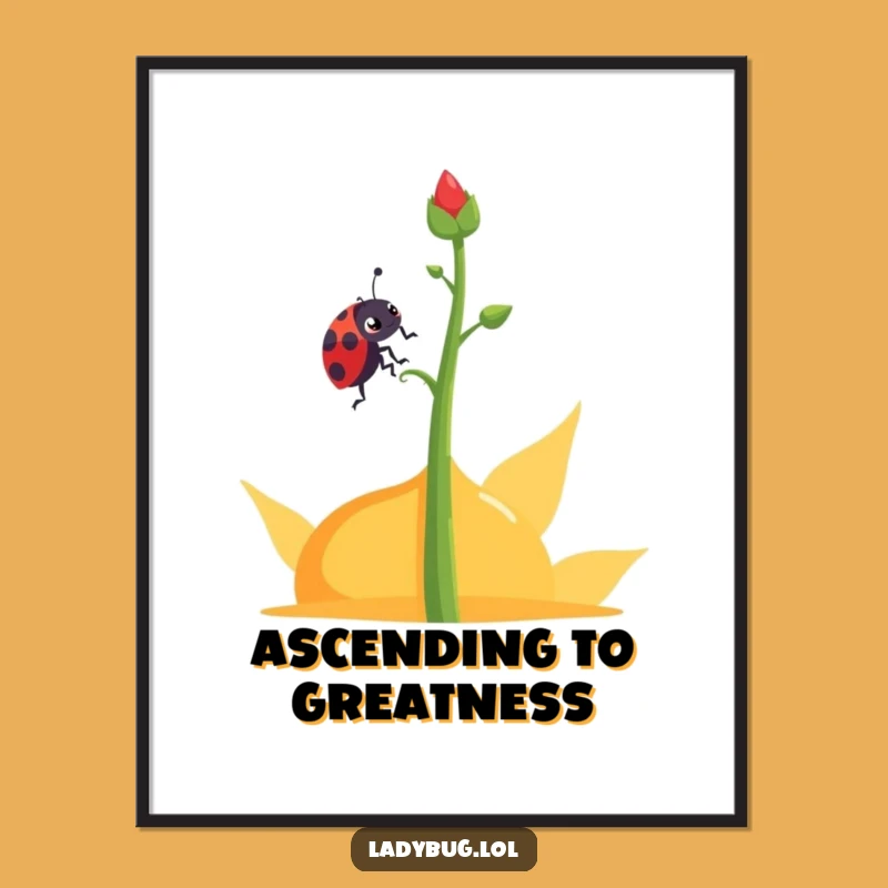Funny Determined Ladybug Poster: Abstract Climb Art, Persistence