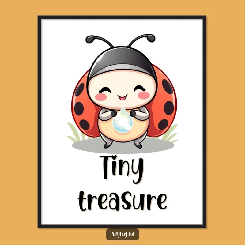 Funny Ladybug Dewdrop Prize Poster: Artistic Humorous Insect Wall Art Gift