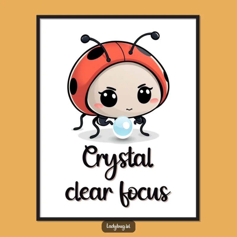 Funny Ladybug Dewdrop Reflection Poster - Artistic Insect Art, Perfect Wall Decor Gift