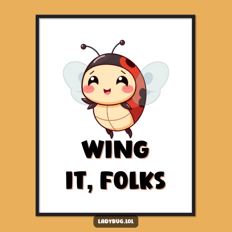 Funny Ladybug Extra Wings Poster: Comical Flight Art