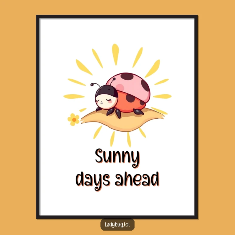 Funny Ladybug Nap Poster: Charming Sunbeam Sleeper for Peaceful Walls!