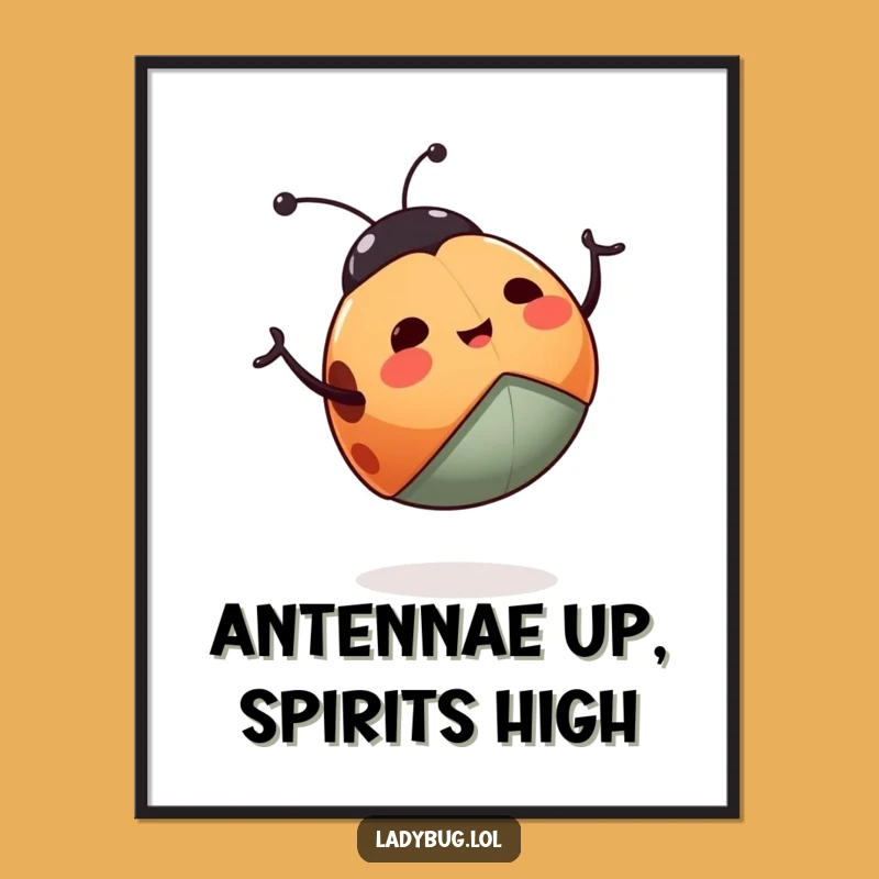 Funny Ladybug Poster: Brighten Your Walls With This Enthusiastic Waving Insect Art
