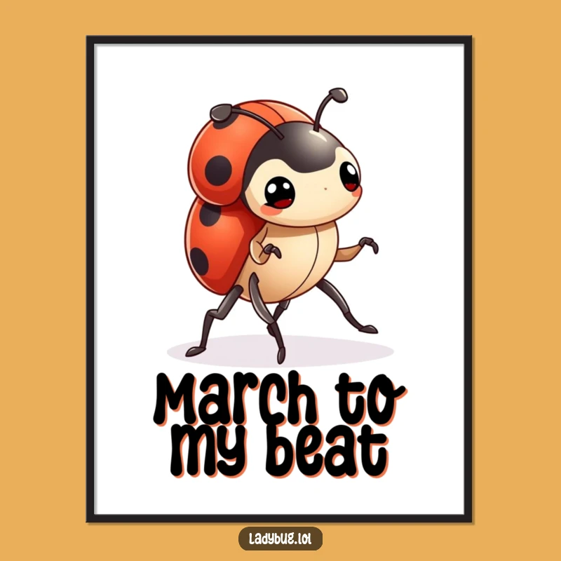 Funny Ladybug Poster: Determined March Art, Motivational Wall Decor Gift