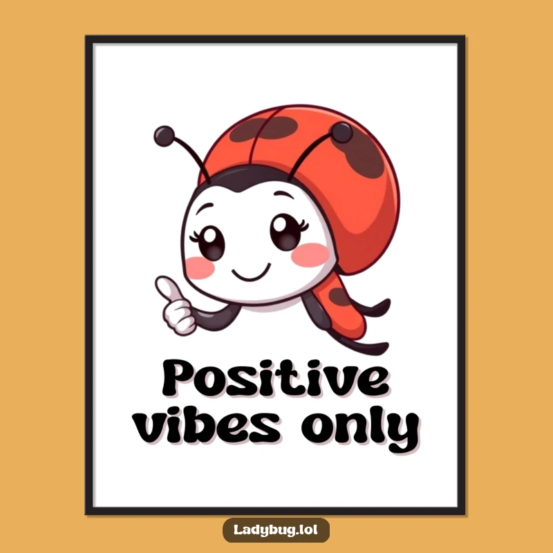 Funny Ladybug Poster: Thumbs Up Art, Humorous Insect Positivity Decor