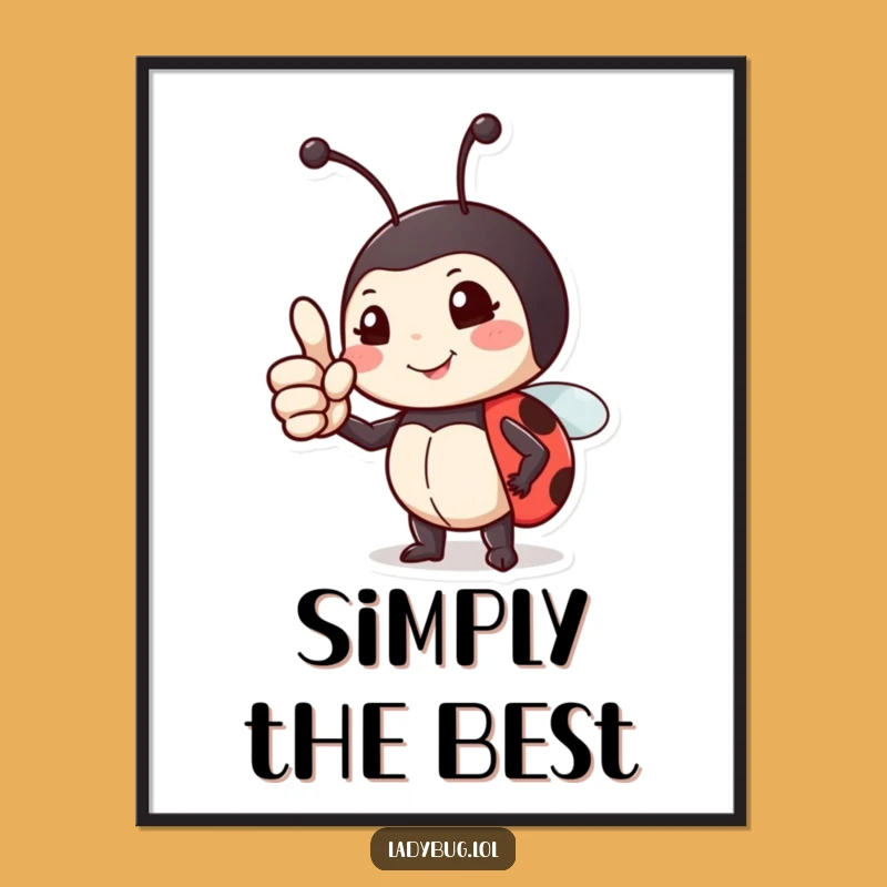 Funny Proud Ladybug Poster - Thumbs Up Victory, Wall Art