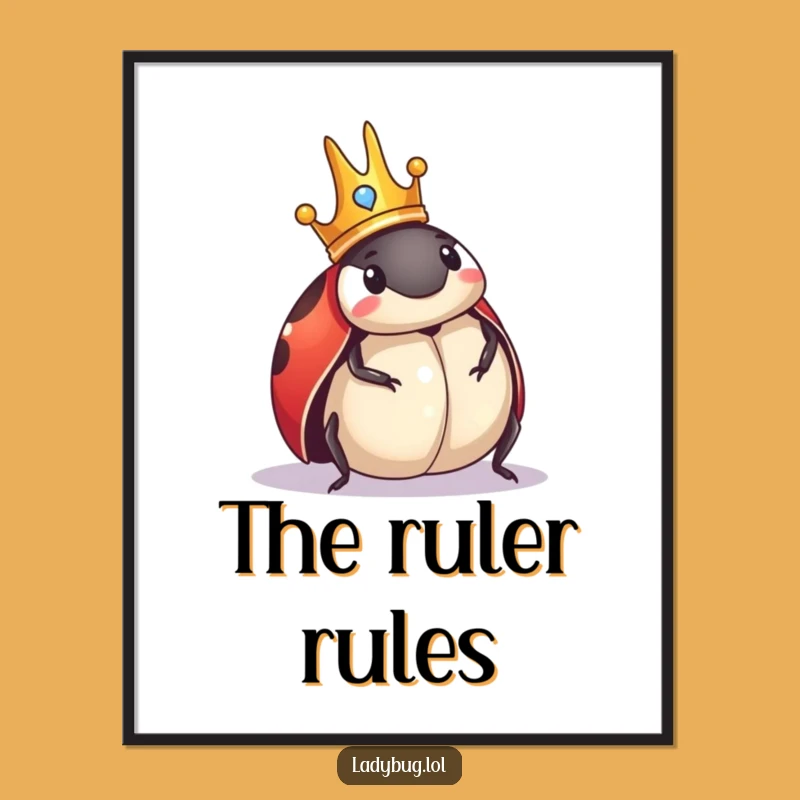 Funny Royal Ladybug Crown Poster: Regal Wall Art, Whimsical Funny Gift