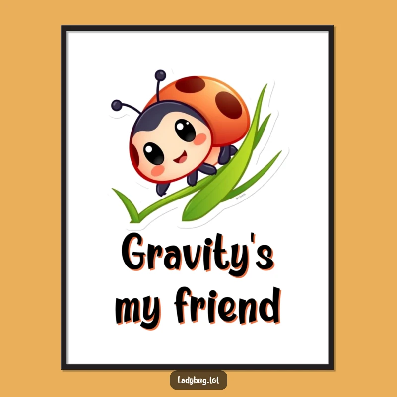 Funny Ladybug Grass Sliding Poster: Whimsical Wall Art, Perfect Funny Gift for Decor