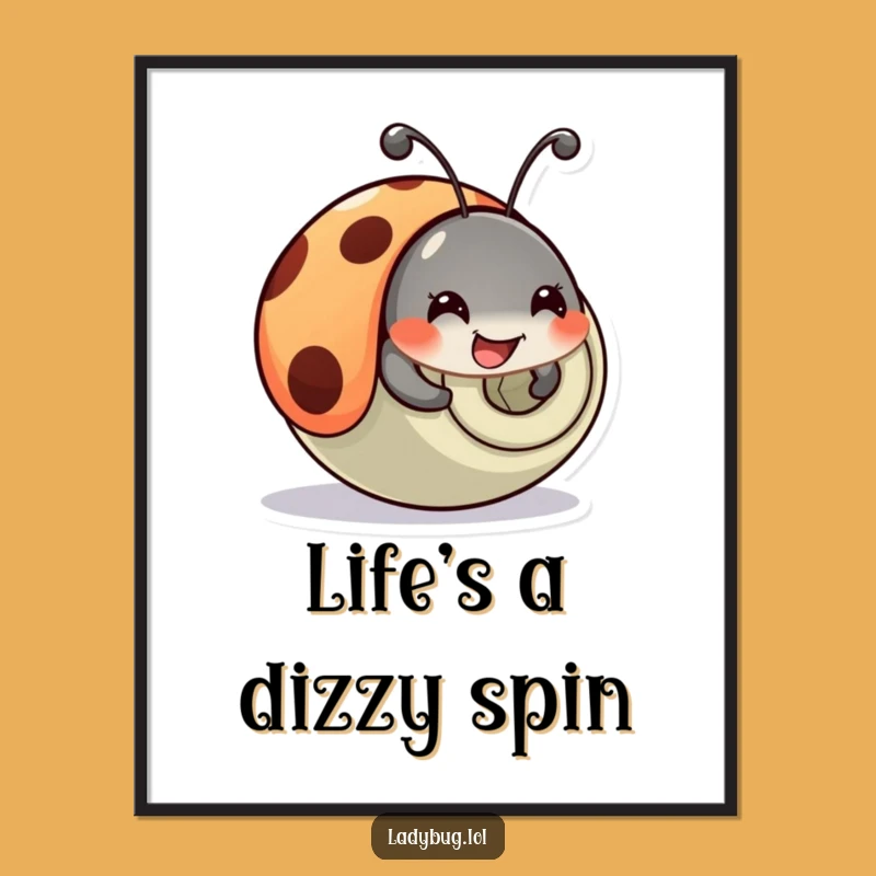 Funny Ladybug Tumble Poster: Comical Bug Art, Whimsical Wall Decor Funny Gift
