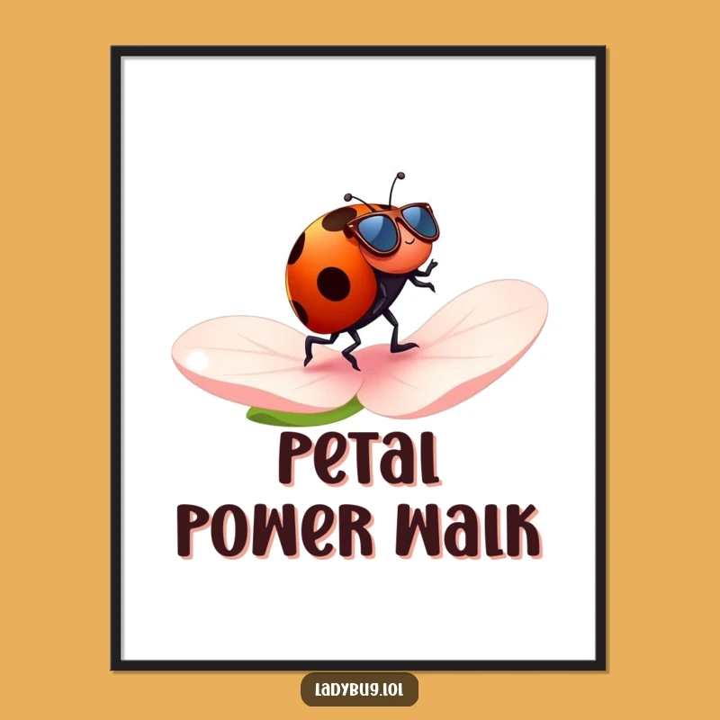 Funny Jogging Ladybug Sunglasses Poster - Cool Petal Art Print