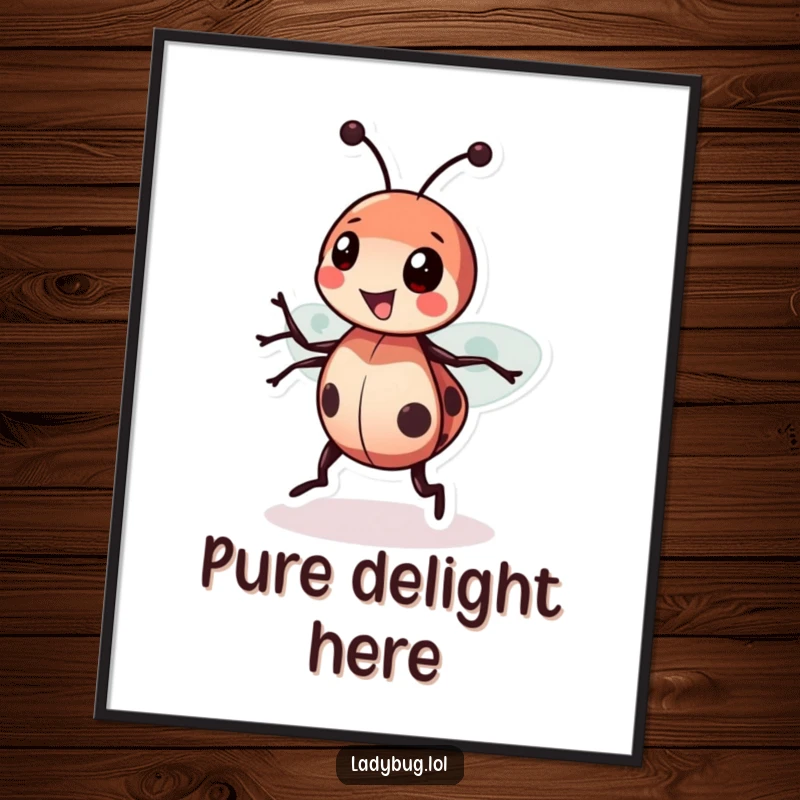 Funny Ladybug Spin Poster showing a ladybug happily spinning, adding cheerful and humorous decor to any wall.
