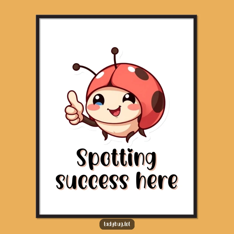 Funny Ladybug Thumbs Up Poster: Bright & Hilarious Wall Art for Any Room