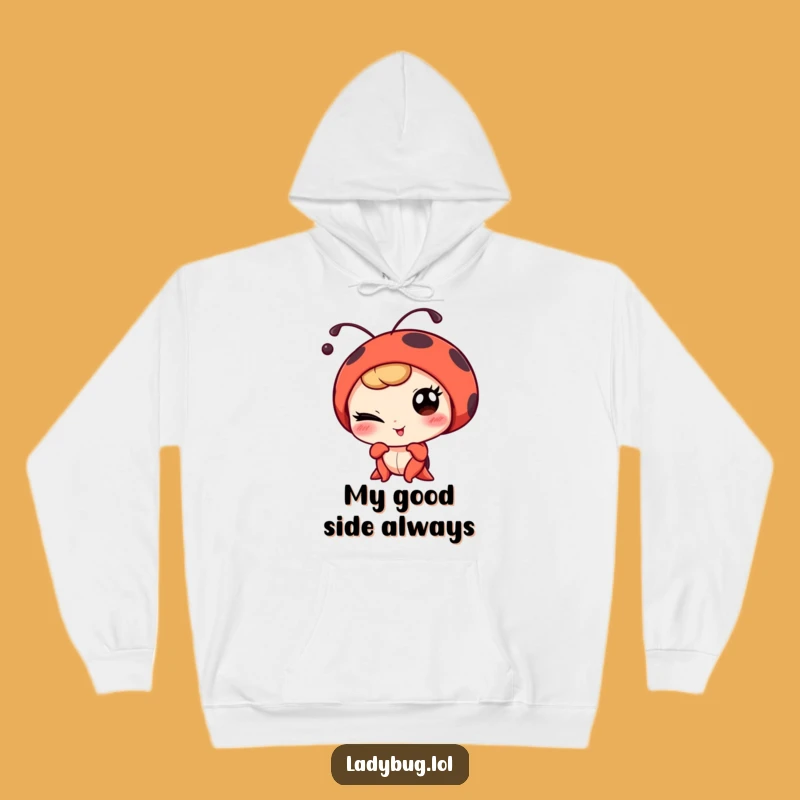 Cozy Funny Winking Ladybug Portrait Hoodie - Warm & Hilarious Insect Fashion