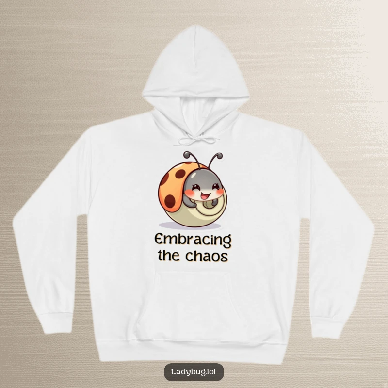 Funny Ladybug Hoodie: A happy ladybug comically tumbles and rolls, its joyful mishap humorously captured.