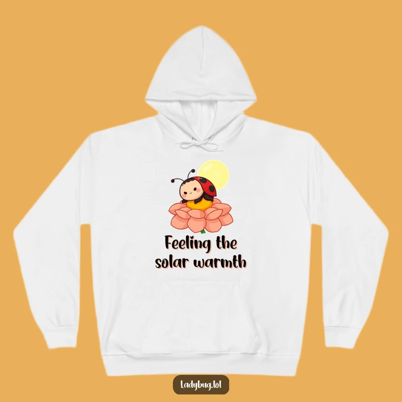 Funny Ladybug Sunbathing Hoodie: Cozy Character on Flower Petal, Warm Funny Gift