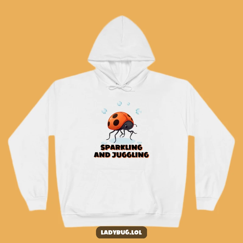 Funny Ladybug Dewdrop Hoodie: Comical Juggling Act, Perfect Gift for Bug Lovers