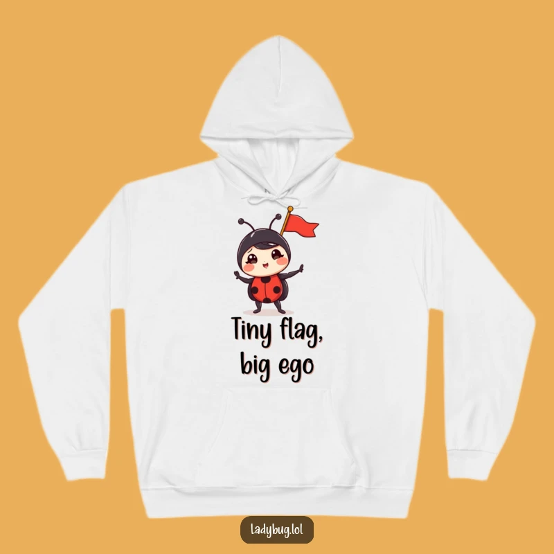 Funny Triumphant Ladybug Hoodie - Cozy & Comical Tiny Flag