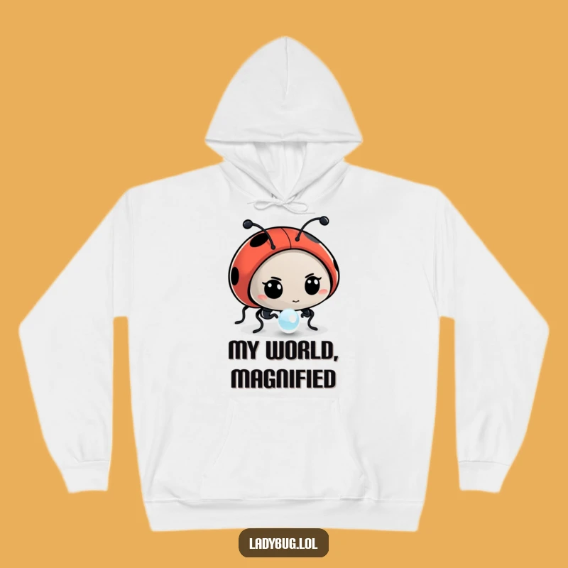 Funny Ladybug Dewdrop Contemplation Hoodie - Cozy Insect Art, Perfect Humorous Gift
