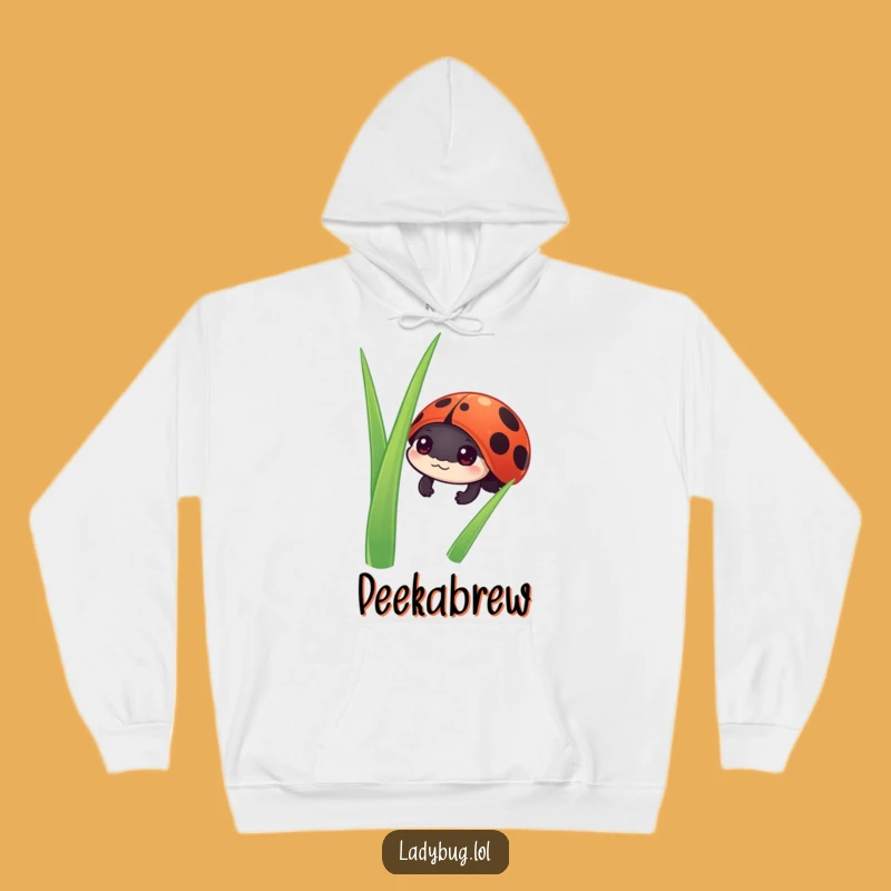 Funny Ladybug Peek Hoodie: Cozy Grass Hiding, Warm Winter Gift for Fans