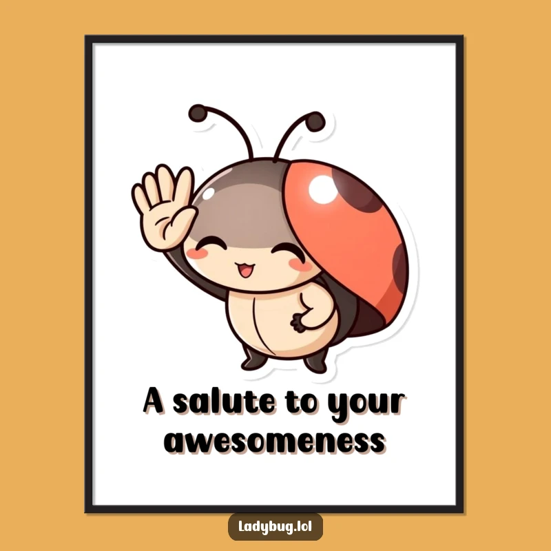 Free Printable Wall Art Funny Ladybug Salute Downloadable Art