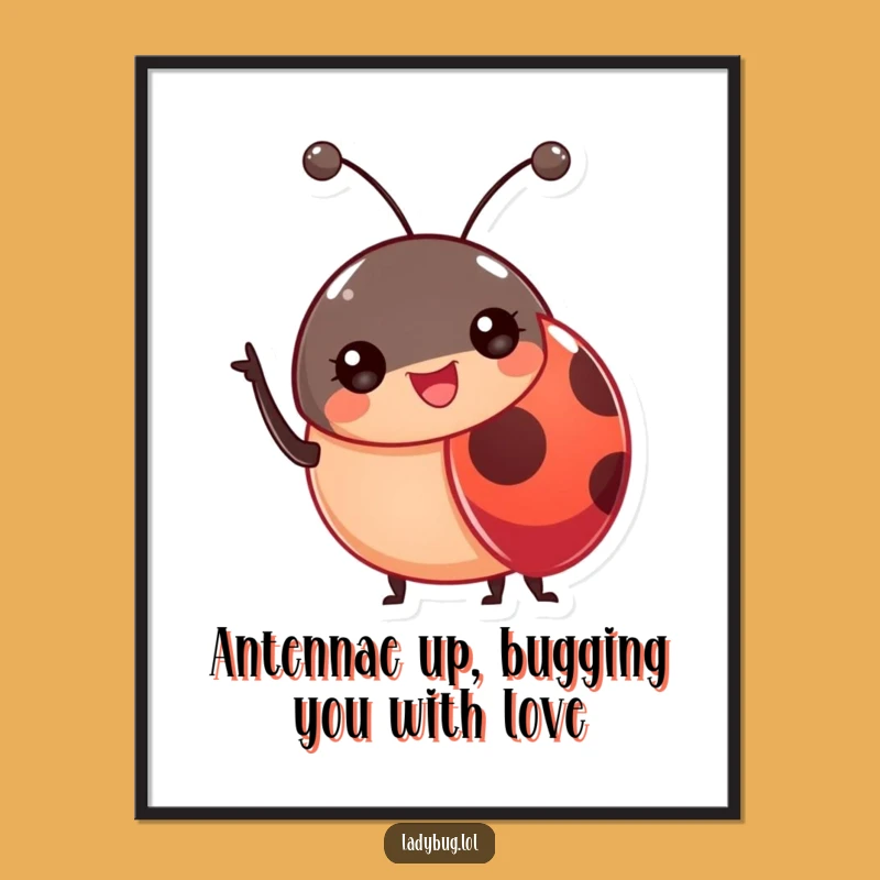 Funny Free Printable Ladybug Wall Art - Cheerful Antennae Wave Decor