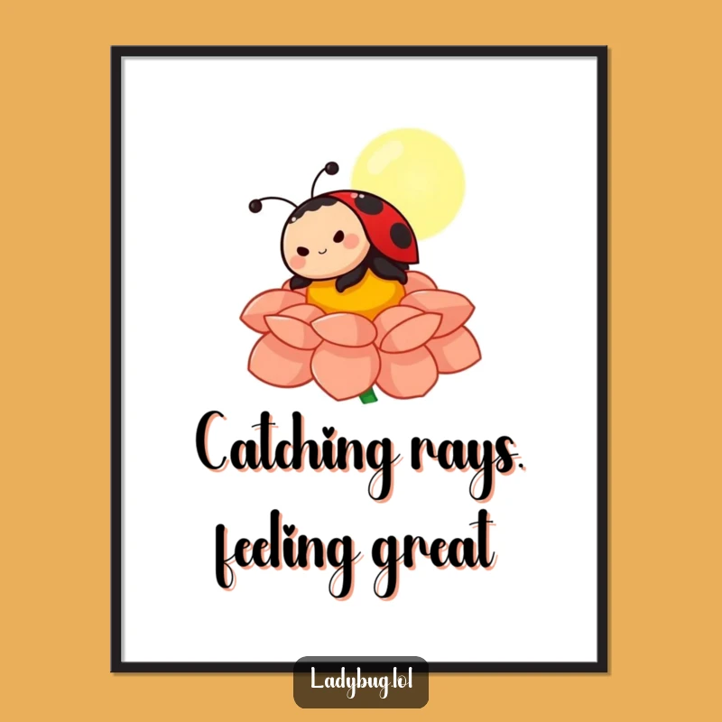 Funny Free Printable Wall Art: Sunbathing Ladybug, Humorous Downloadable Decor for a Cheerful Space