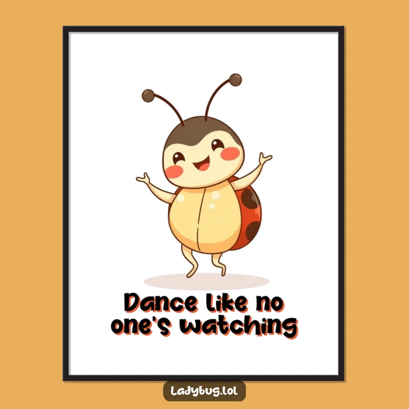 Funny Free Printable Ladybug Art: Dancing Bug Downloadable Wall Decor