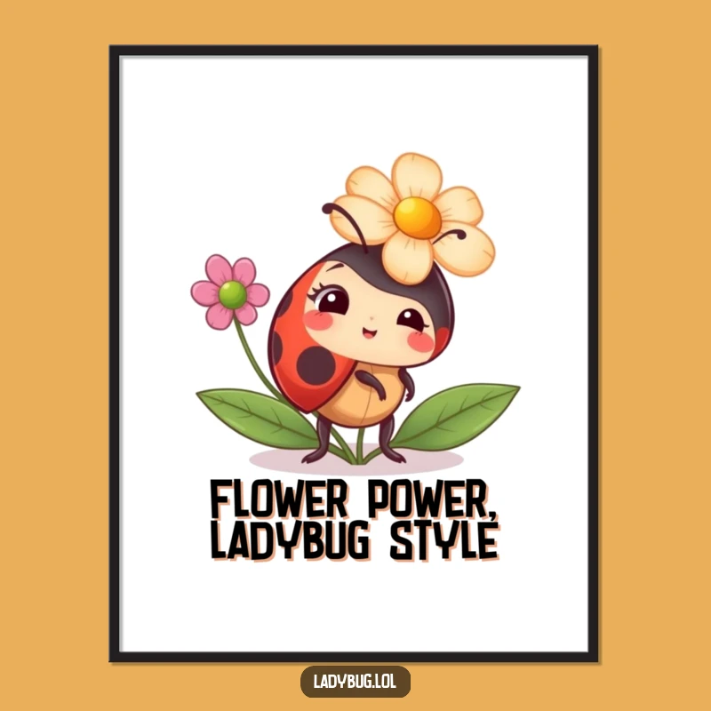 Free Printable Wall Art: Ladybug's Flower Hat Hijinks - Humorous Downloadable Decor