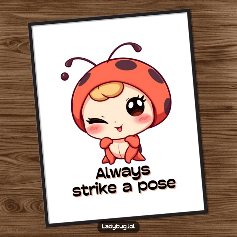 Funny Free Printable Wall Art: A winking ladybug strikes a playful pose, adding a touch of cheeky charm to decor.