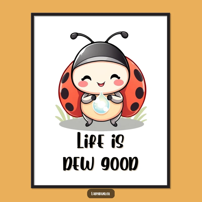 Free Printable Ladybug Wall Art: Funny Dewdrop Prize Downloadable Art