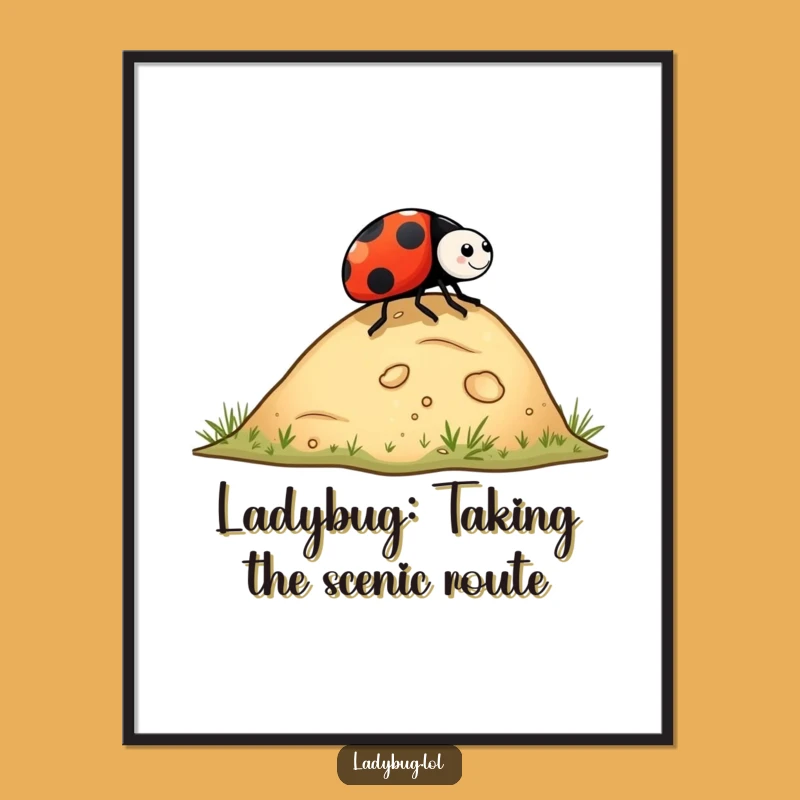 Free Printable Ladybug Wall Art: Funny Rolling Bug Art, DIY Downloadable Decor