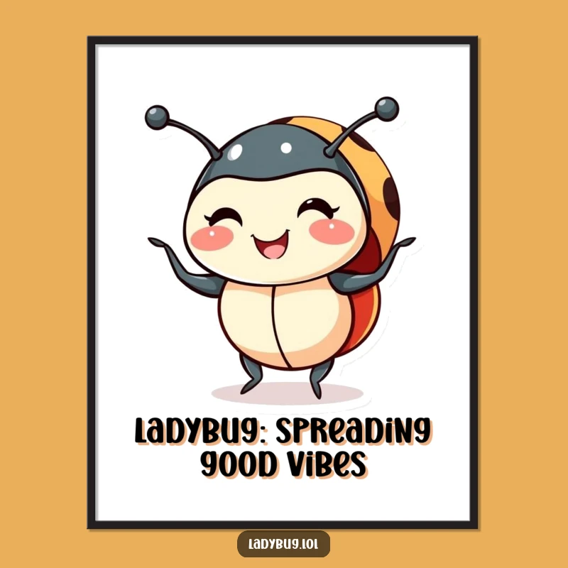 Free Printable Ladybug Wall Art: Funny Shimmying Bug Art, DIY Downloadable Decor