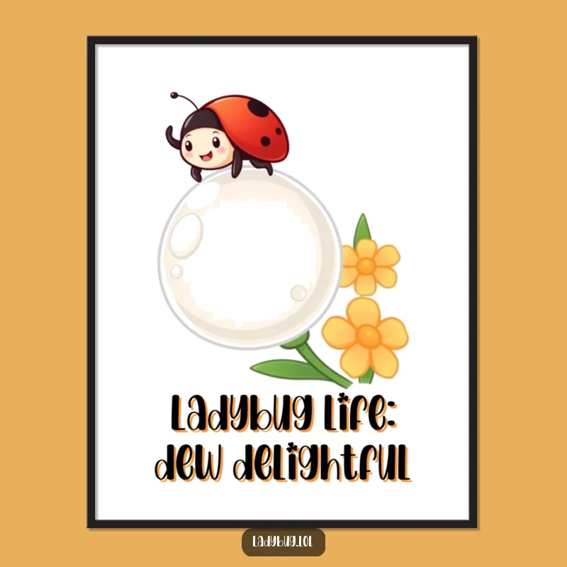 Free Printable Ladybug Wall Art: Happy Dewdrop Wave Downloadable Art for Cheerful Spaces!