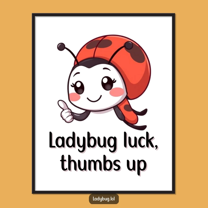 Free Printable Ladybug Wall Art: Thumbs-Up Buddy - Downloadable Decor with Positivity