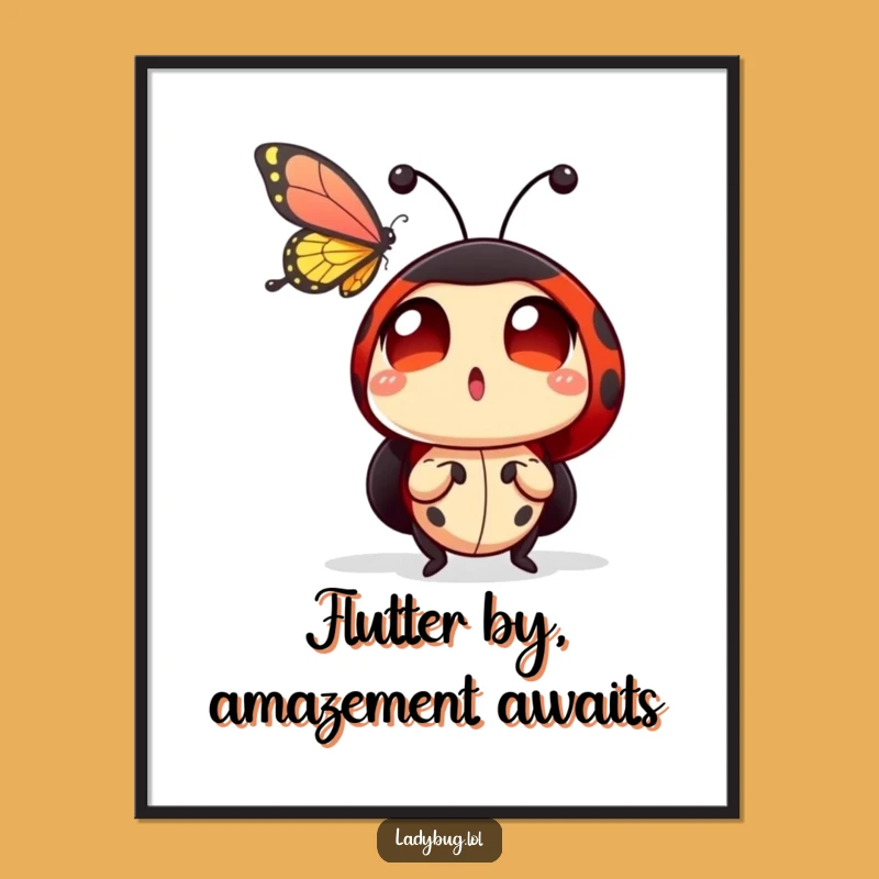 Free Printable Wall Art: Amazed Ladybug & Butterfly Funny Downloadable Decor