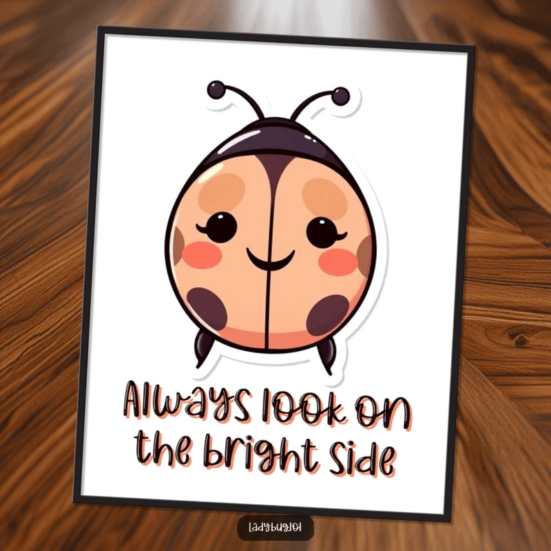 Funny Free Printable Wall Art: A happy ladybug character features spots that form a large, cheerful smiley face.