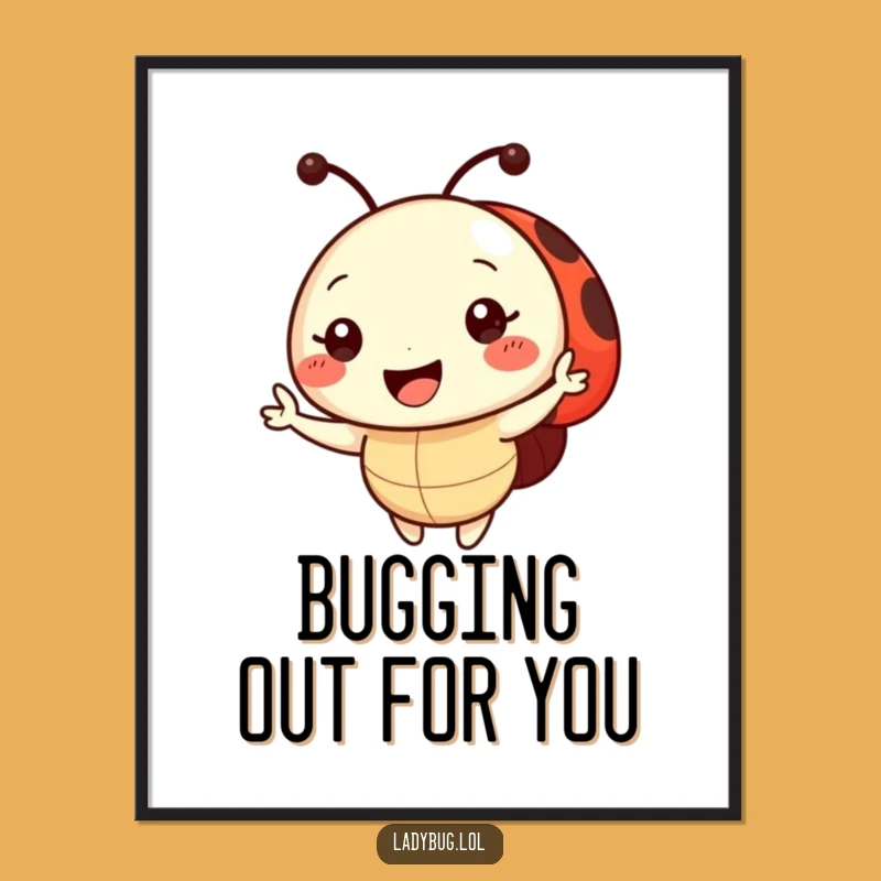 Free Printable Wall Art: Smiling Ladybug Wave - Funny Downloadable Decor