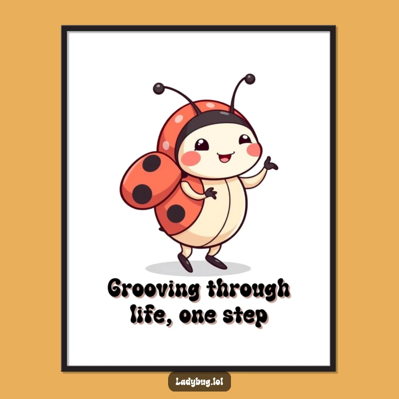 Funny Free Printable Wall Art: Dancing Ladybug, Humorous Downloadable Decor for a Lively Space