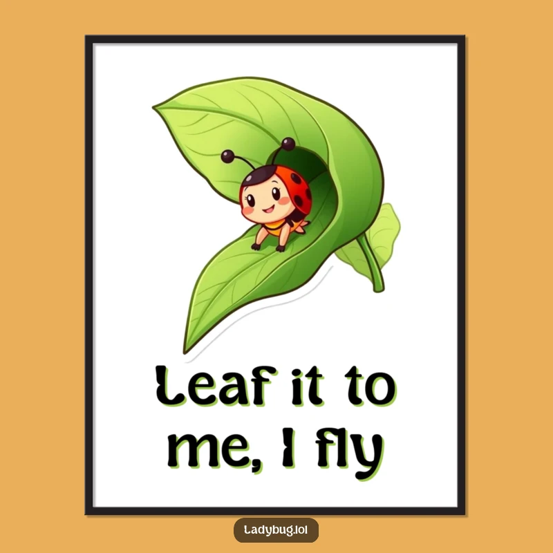 Funny Ladybug Sliding Leaf Free Printable Wall Art - Hilarious Downloadable Decor!