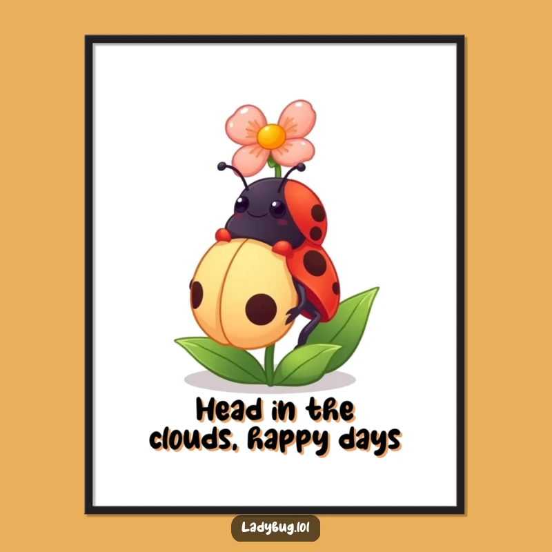 Funny Free Printable Wall Art: Ladybug Petal Balance, Humorous Downloadable Decor