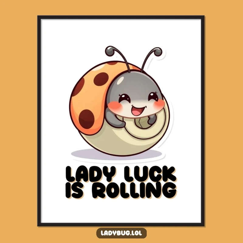 Funny Tumbling Ladybug Art: Free Printable Downloadable Art, Cute Insect Decor